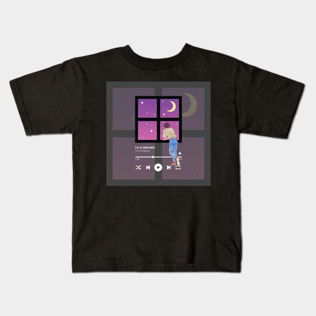 Lo-Fi Dreams Night Sky Kids T-Shirt by AKawaiiPastels